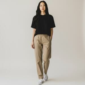 Brunello Cucinelli Elastic Waistband Pleated Khaki Pants